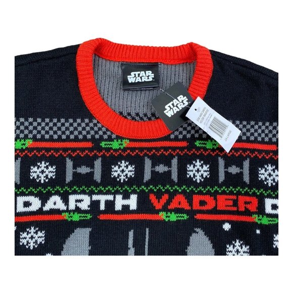 Star Wars Darth Vader Geeknet Ugly Christmas Sweater Men XXL Black Crew Neck NWT - Picture 3 of 7